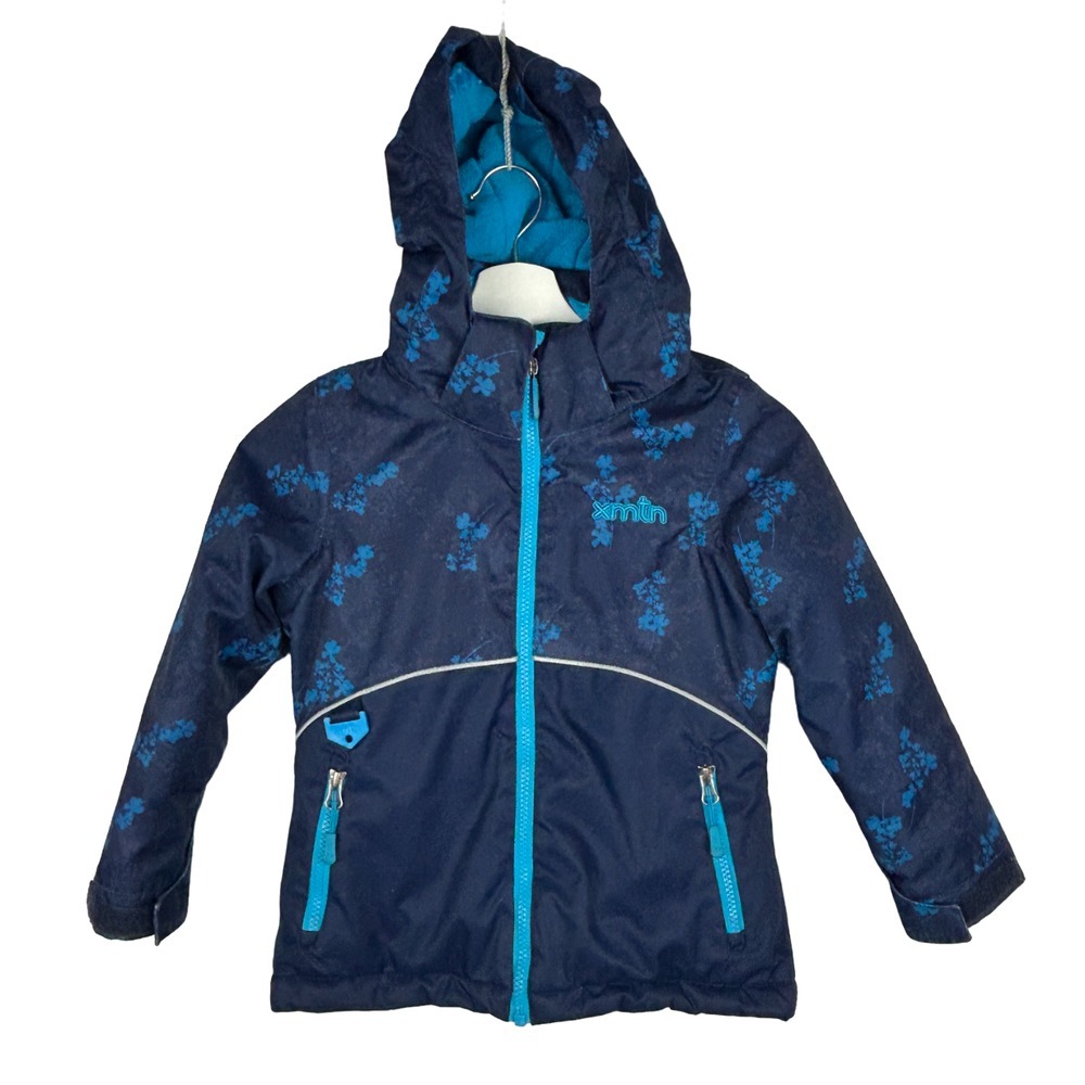 XMTN‎ Snow Ski Jacket Kids 5 Blue Insulated Fleece Lined Removable Hood